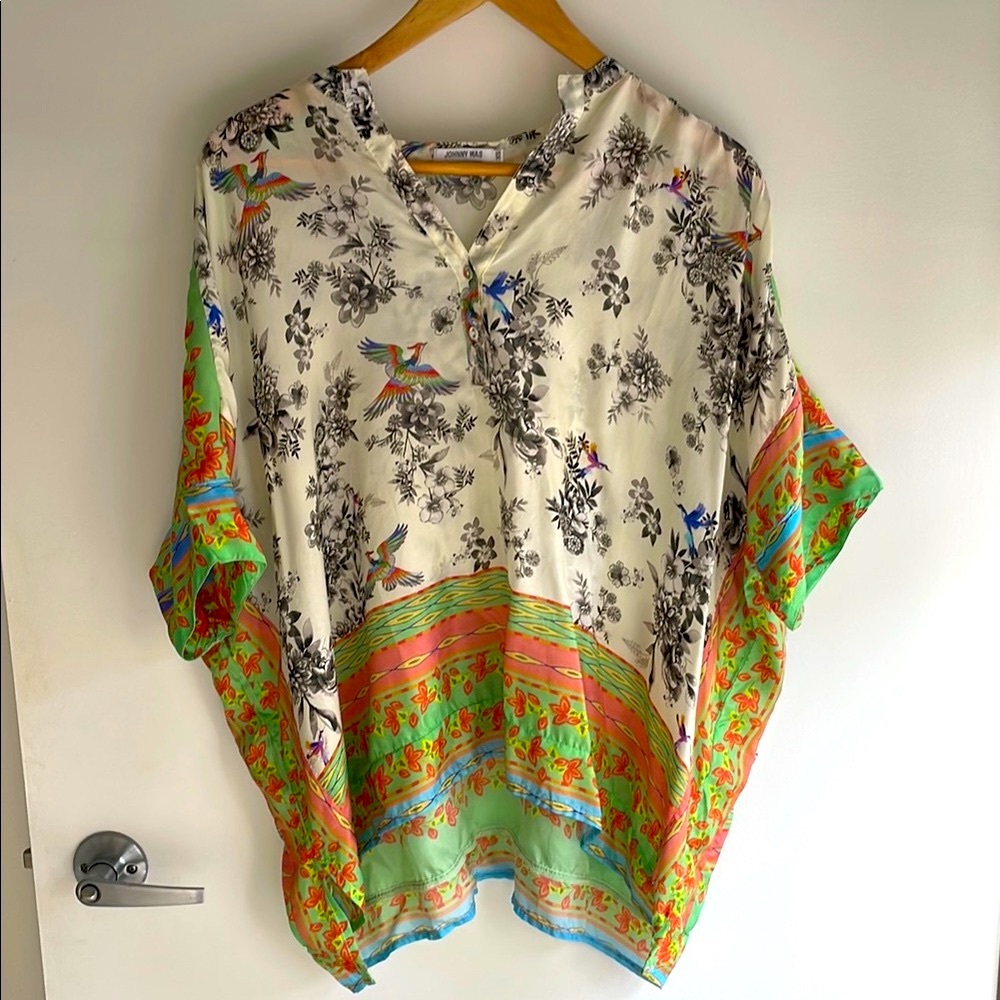 CLEAR OUTJohnny Was Dreamer Garden Carla Blouse XS 100% Silk
